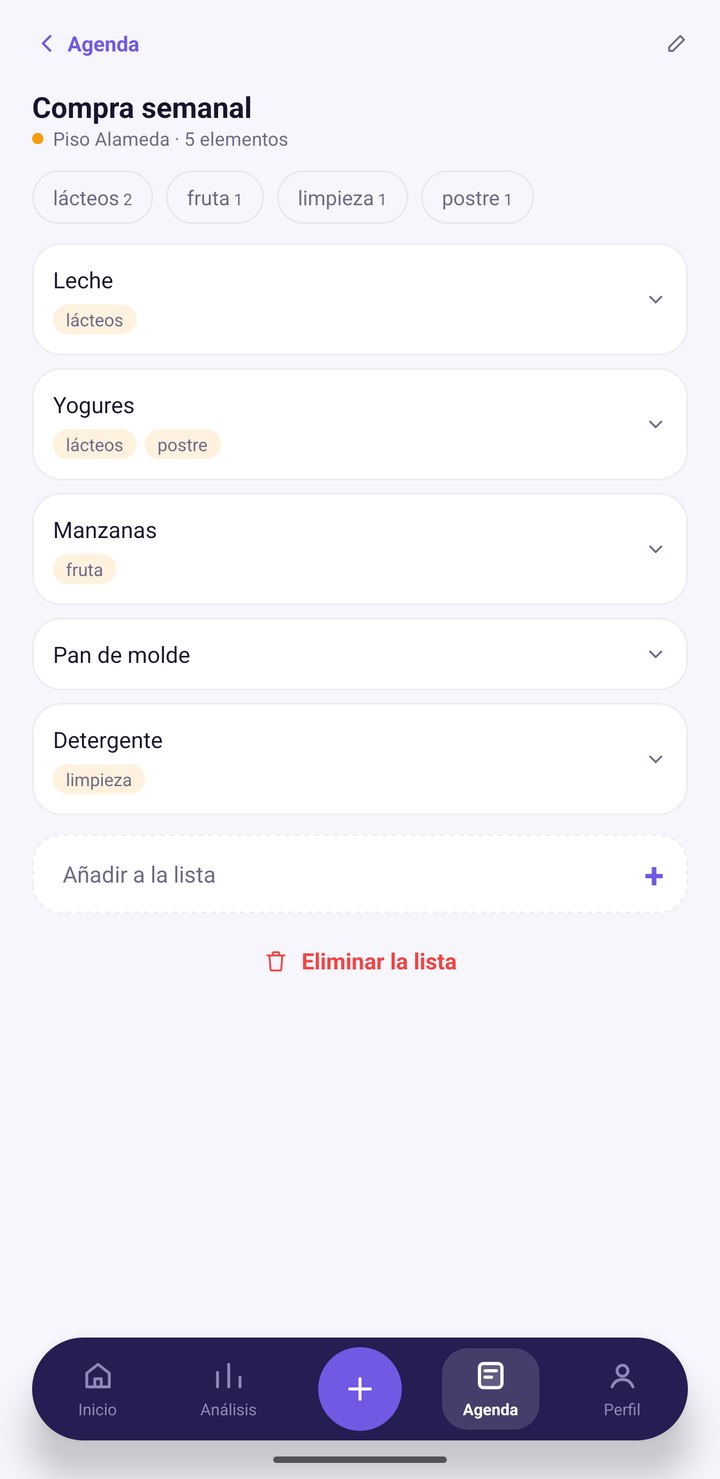 Lista de la compra compartida con etiquetas en HAVIA